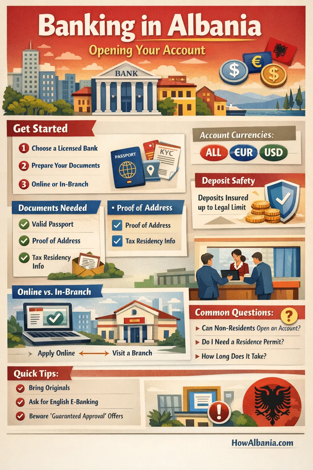 How To Open A Bank Account In Albania Infographic